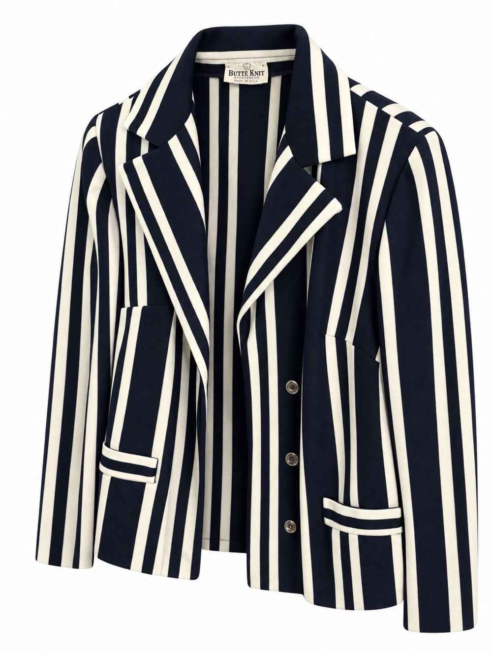 Vintage Navy and White Striped Blazer